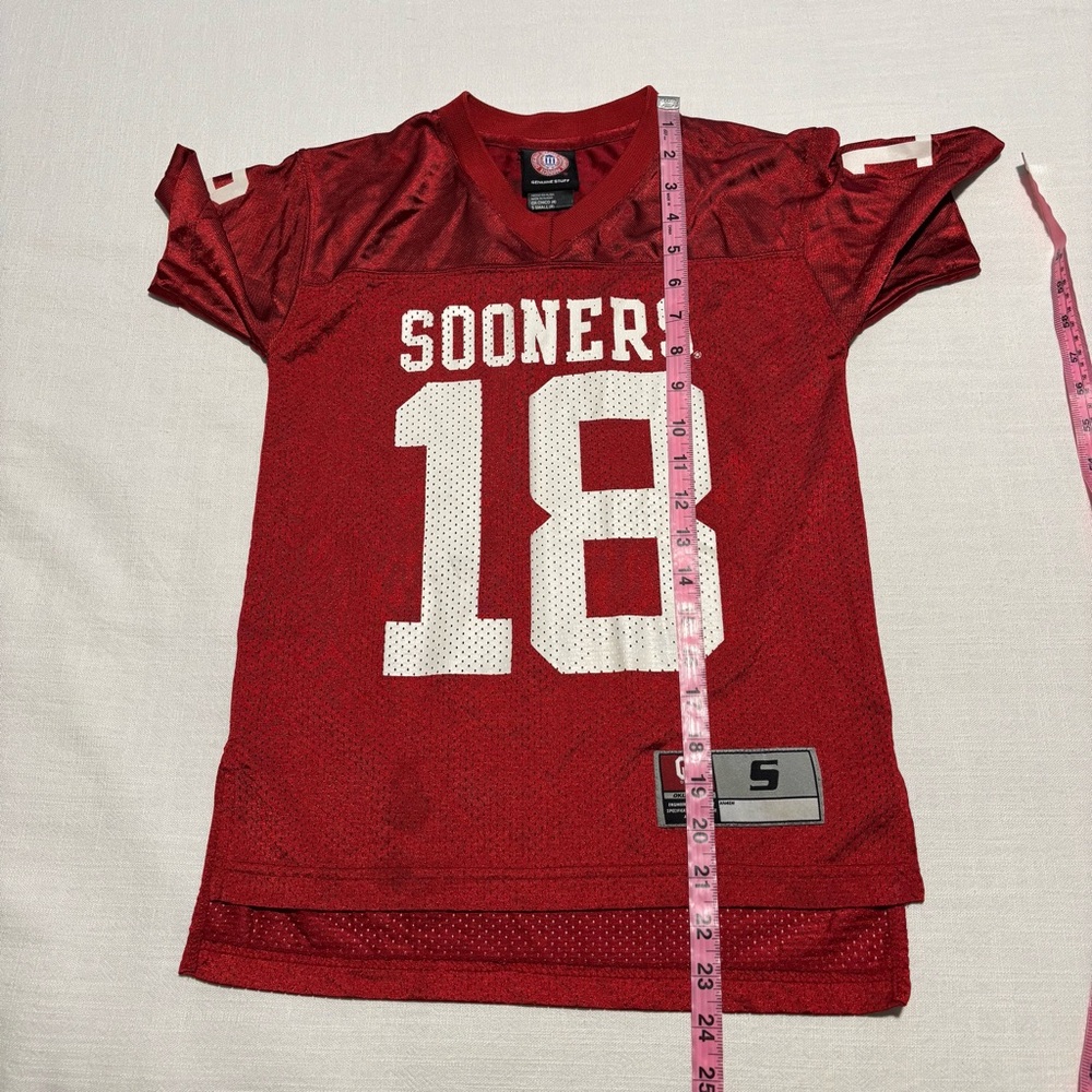 Kids Genuine Stuff Oklahoma Sooners #18 Home Football Jersey | Red | Size Small - Picture 7 of 8